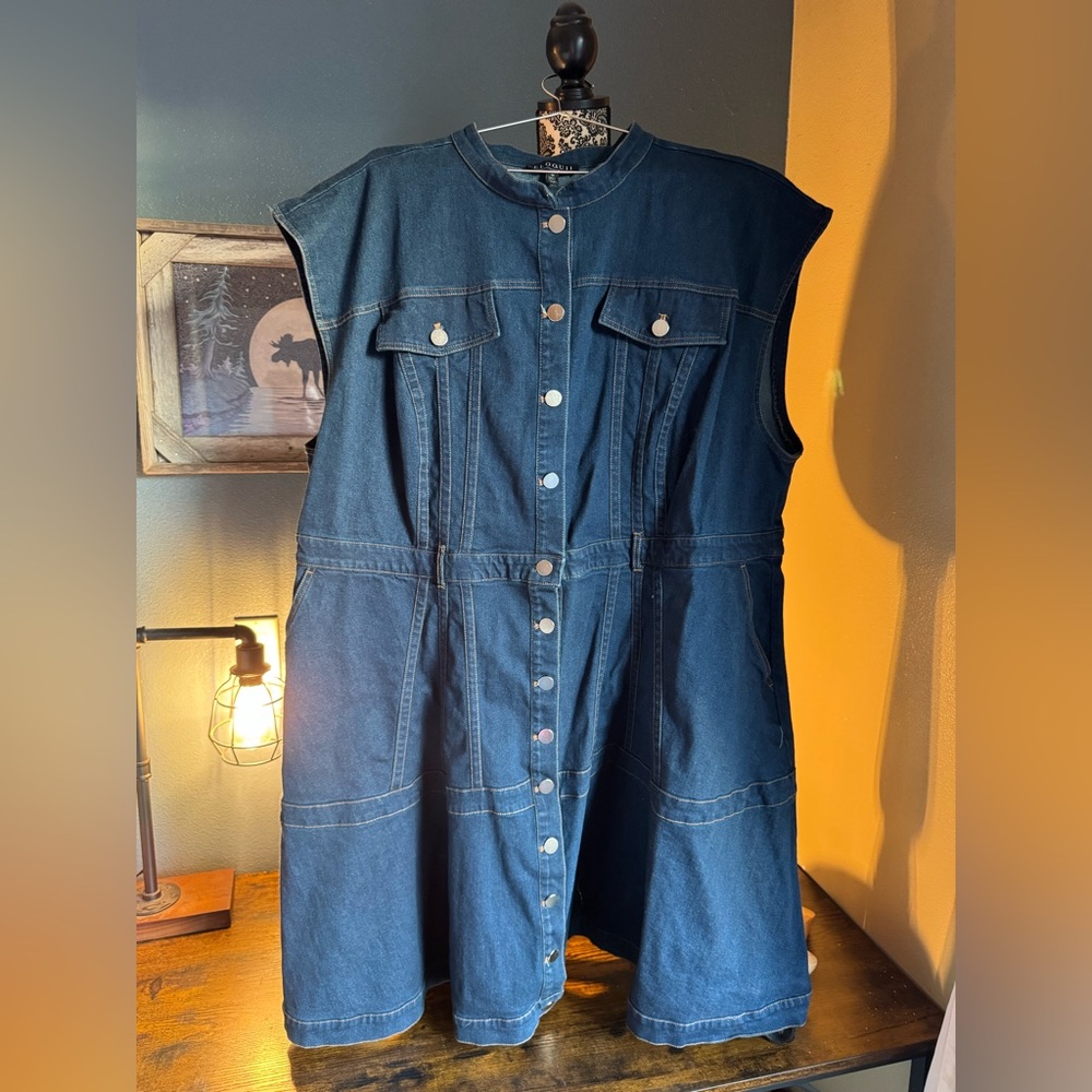 Eloquii Blue Denim Midi Dress - Picture 2 of 8